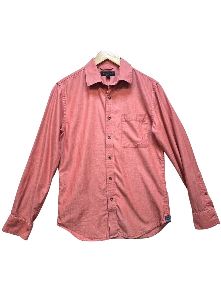 Banana Republic Men's Slim Fit Button Up Shirt Long Sleeve Size S Pink Pocket